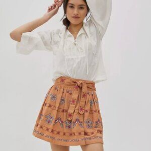 Anthropologie Meghan Embroidered Mini Skirt (size 12)